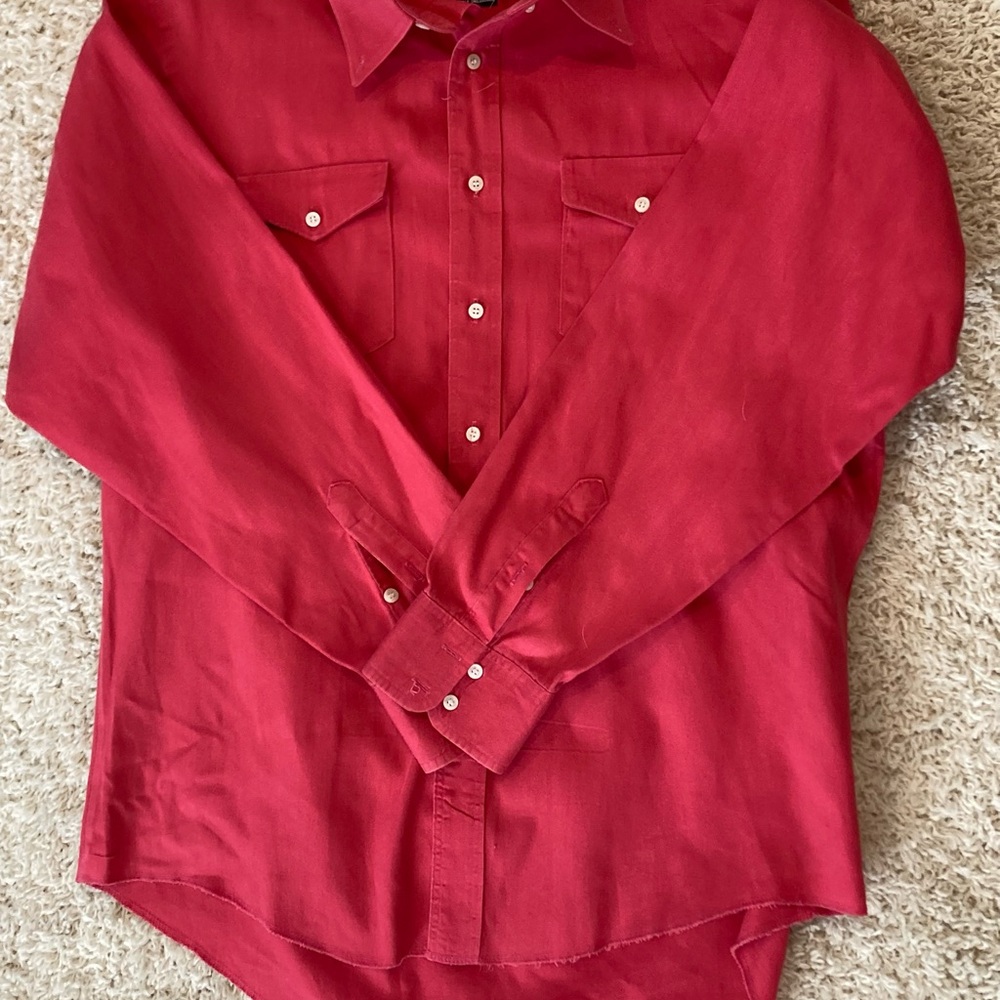 90s Wrangler Brushpopper Shirt Mens size 16 1/2 34 hot neon pink western cowboy